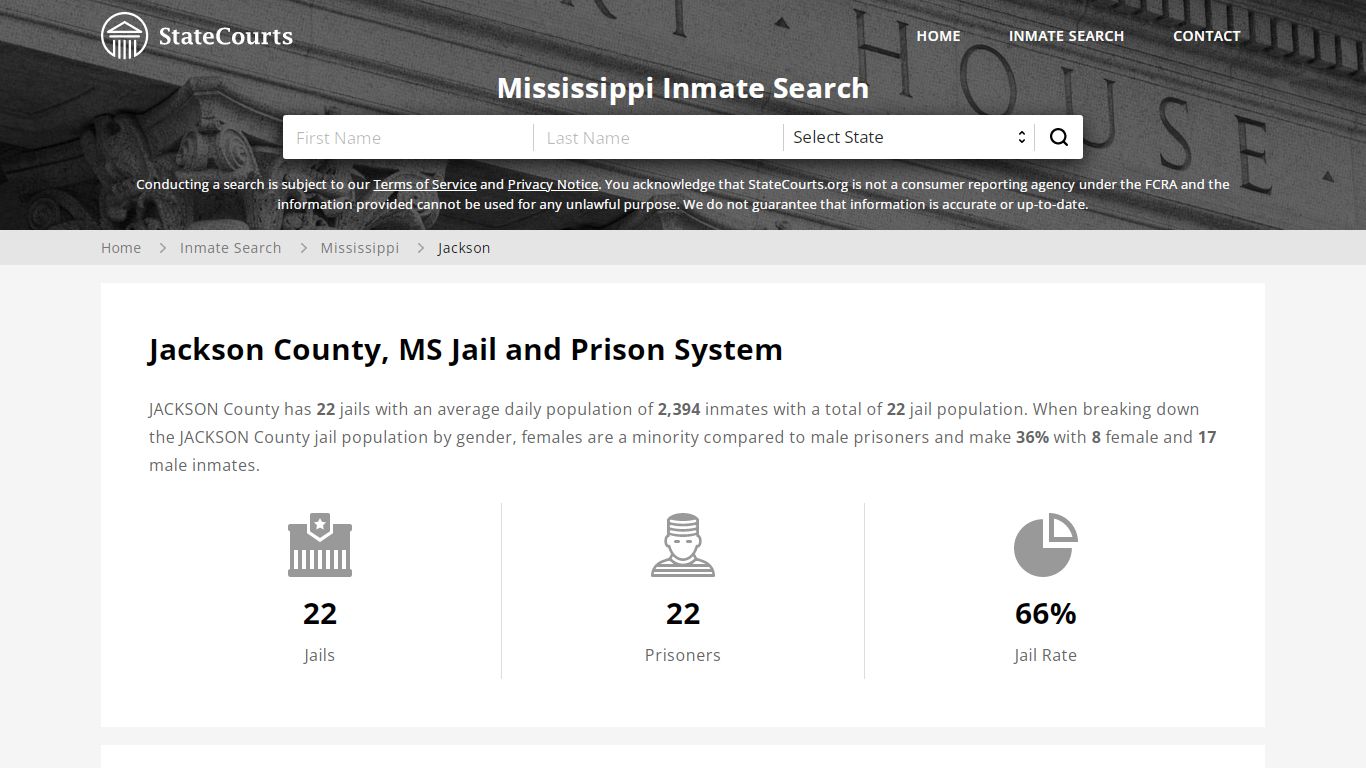 Jackson County, MS Inmate Search - StateCourts